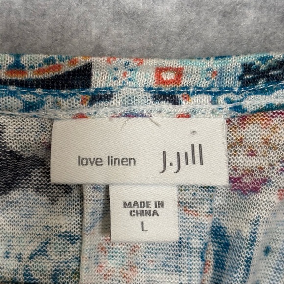 J. Jill Linen Sleeveless Medallion Print Tank Blouse Top-Blue/Red-Women Large - Picture 3 of 5